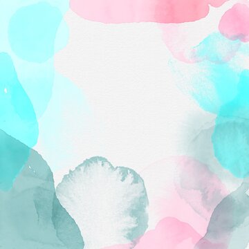 The abstract background illustration. The effect of painting with watercolors on a grainy textured paper. Pastel shades. Multi-colored spots and smudges. Pink, blue. Square frame. 
