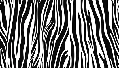Fototapeta na wymiar Seamless vertical zebra skin or tiger stripe pattern. Tileable black and white safari wildlife animal print background texture. Monochrome warbled abstract wavy wonky glitch lines fur coat motif