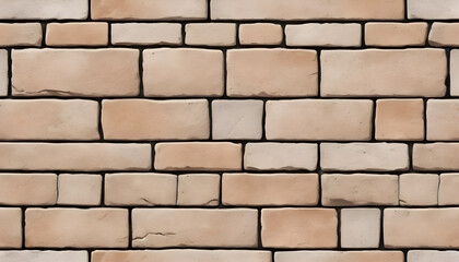 Fototapeta premium Seamless old sandstone brick wall background texture. Tileable antique vintage stone blocks or tiles surface pattern. Rustic cottagecore wallpaper or backdrop. High resolution