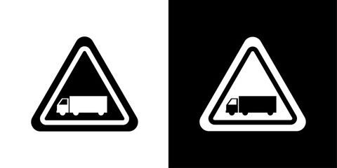 Oversized Vehicle Traffic Caution. Warning Sign for Heavy Truck Restrictions.