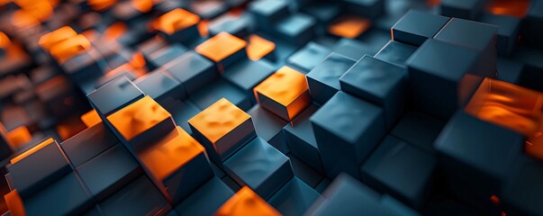 a group of blue and orange cubes