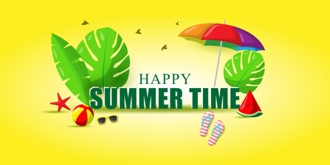 Vector illustration of Summer Time social media feed template