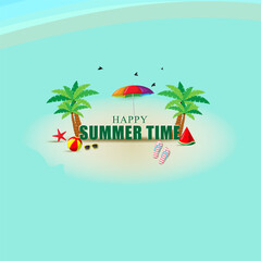 Vector illustration of Summer Time social media feed template