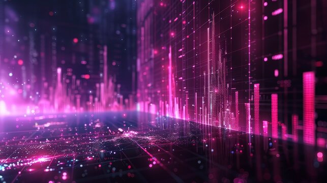 A vibrant, pink-hued visualization of data streaming, depicting the dynamic flow of information in the digital age.