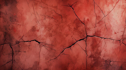 A painted old grunge with cracks and scratches, Stained blurry red grunge texture, red ink effect red watercolor background, red background for wallpaper, weeding card, and design - obrazy, fototapety, plakaty