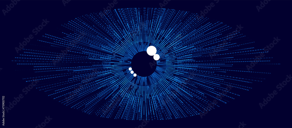 Aufkleber Digital Eye. Computer Vision AI Concept. Abstract Science Technology Illustration. Technology Big Data Neural Network Background Concept. Vector Illustration.
