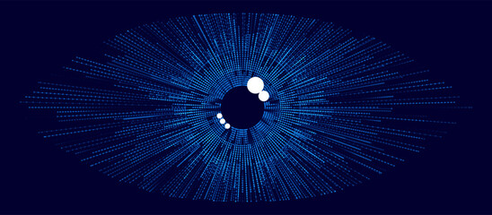 Digital Eye. Computer Vision AI Concept. Abstract Science Technology Illustration. Technology Big Data Neural Network Background Concept. Vector Illustration. © ec0de