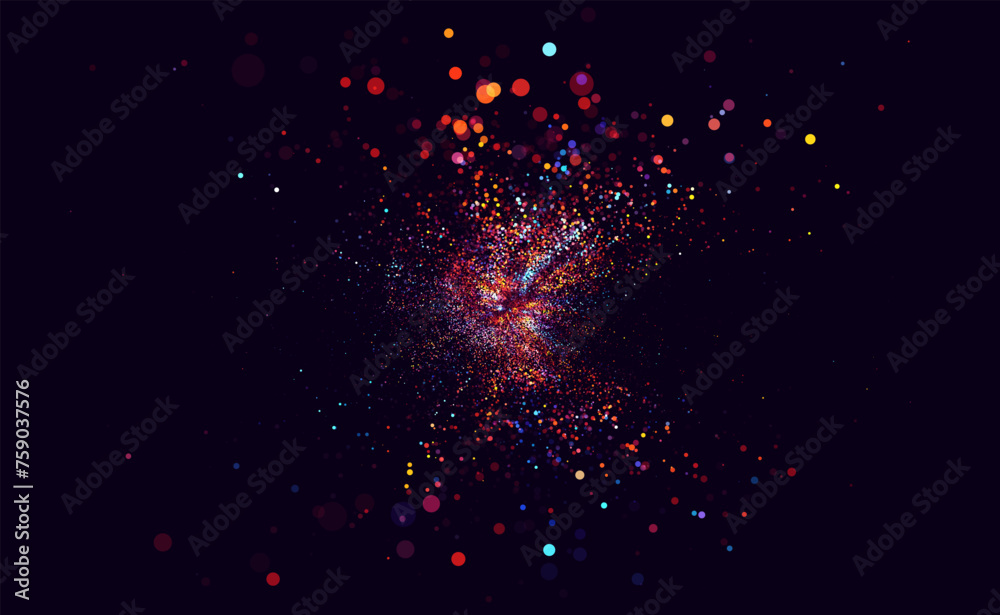 Poster Big Data Visualization. Circular Particles Dots Vortex Abstract Galaxy. Abstract Astrology Astronomy Background. Milky Way Fractal Art. Vector Illustration.