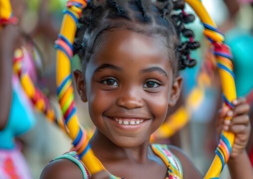 A child with a hula hoop - Powered by Adobe