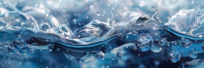 water splashing water with bubbles - obrazy, fototapety, plakaty