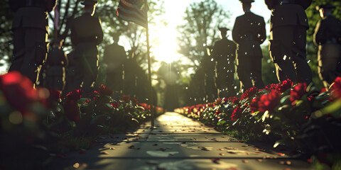 Remembering Our Heroes: A Modern Memorial Day Service with Wreath-Laying and Honor Guards - obrazy, fototapety, plakaty