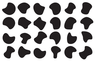 Modern liquid irregular blob shape abstract elements graphic flat style design fluid vector. Liquid silhouette drop blob shape organic, vector illustration set. 11:11