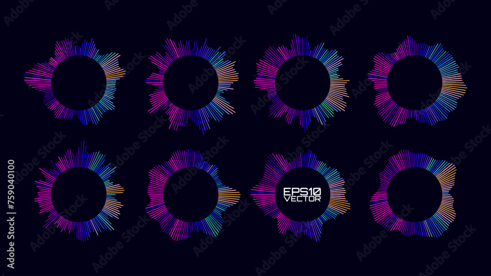 Aufkleber Virtual Assistant Voice Recognition Radial Wave Sound Lines. Circular Sound Equalizer Technology Background. AI Artificial Intelligence Deepfake Voice Generation Icon. Digital Audio Circles. Vector.