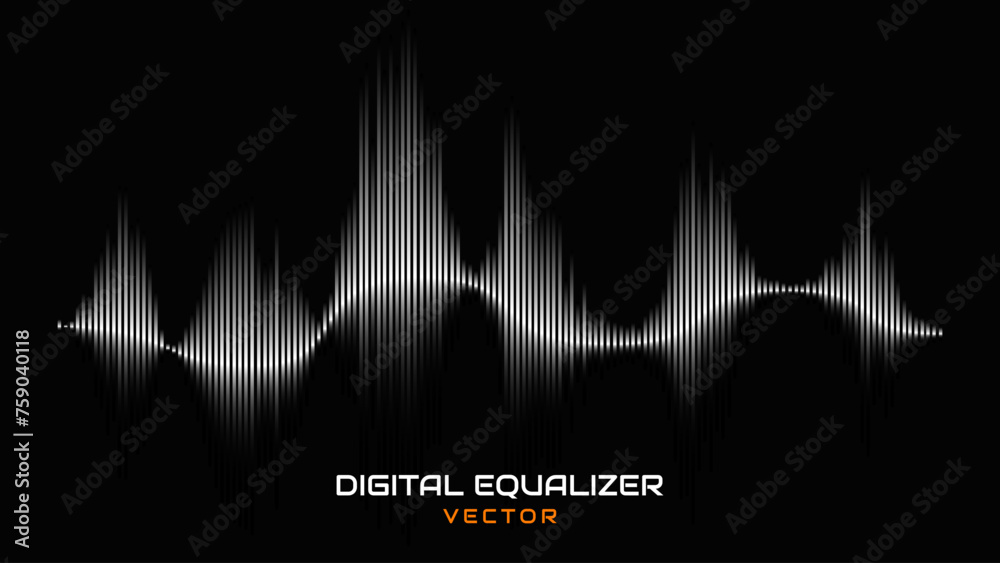 Aufkleber Abstract Digital EQ Equalizer. Sound Wave Design Element. Speaking Sound Wave Vector Illustration. Artificial Intelligence AI Assistant Voice Visualization.