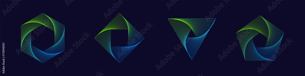 Fototapete dynamic geometric shapes hexagon rhombus square triangle ngon polygon. abstract modern graphic desig