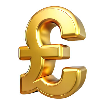 3d golden pound symbol isolated on png transparent background