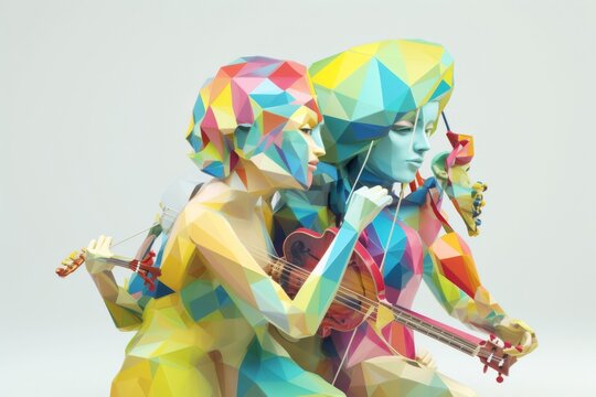 Evoking the energy of a live performance through visual art  low poly
