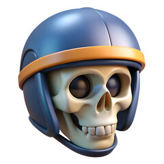 3d skull rider with helmet isolated on transparent png background