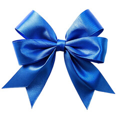 Beautiful big bow made of blue ribbon isolated on Transparent background.