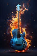 Beautiful Expensive Guitar in Fire