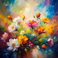 Fototapeta na wymiar oil painting of flowers 
