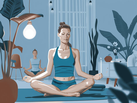 Indoor Serenity: Mindful Yoga Practice