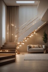 Modern Living Room with Staircase: Play of Light and Space