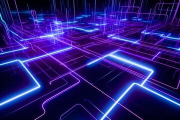A futuristic world where neon lines illuminate the path to hidden treasures technologysci fineon
