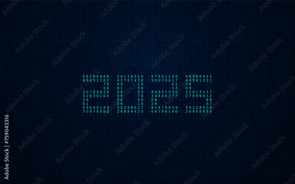 Fototapete New Year Digits 2025 in Tech Style. Binary Matrix Numbers 2025 New Year Card of Digital Technology Industry. Xmas Holiday Computer Banner. Vector Illustration.