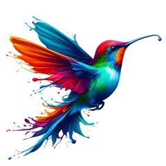 Fototapeta premium paint colour Hummingbird isolated on white background 