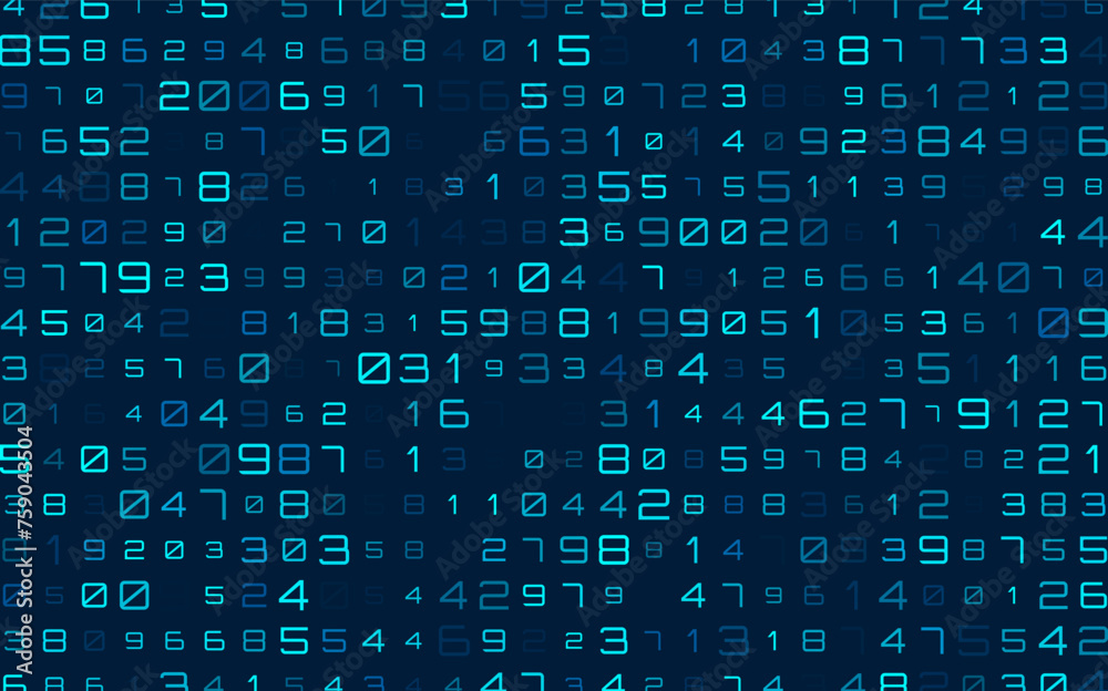 Fototapete Abstract Numbers Matrix Background. Binary Computer Machine Code. Coding Programming Hacker Concept. Computer Science or Network Security Education Vector Background Illustration.