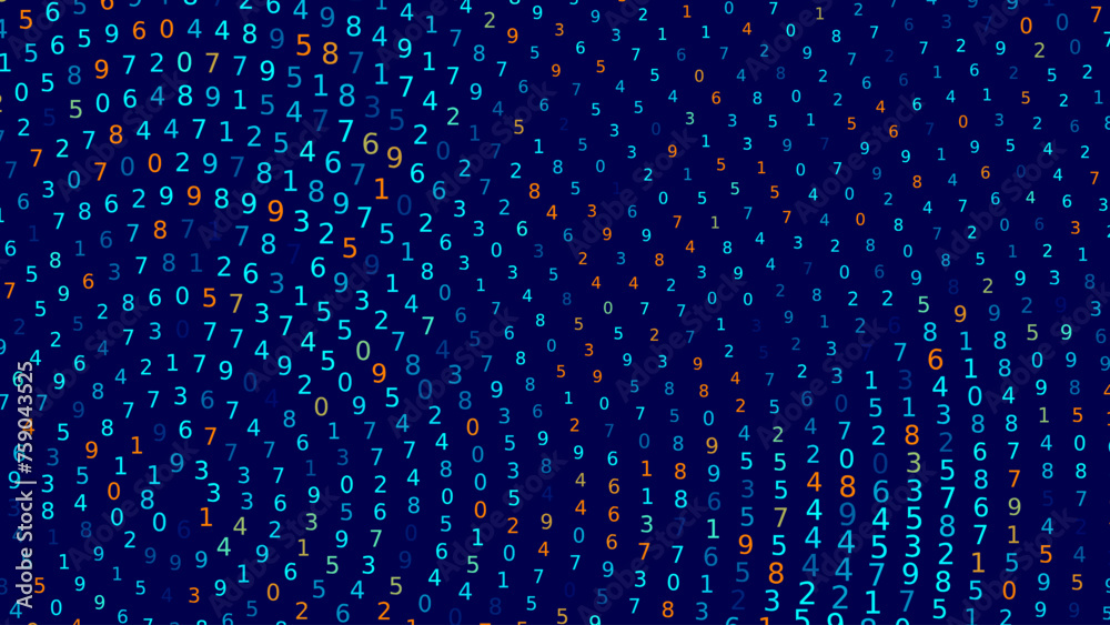 Fototapete Blue Abstract Matrix Vortex Technology Background. Binary Computer Code Dynamic Spiral. Programming, Coding, Hacker Concept. Binary Numbers Moving in Spiral. Vector Illustration. Sci-fi Background.