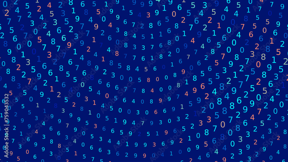 Fototapete Blue Abstract Matrix Vortex Technology Background. Binary Computer Code Dynamic Spiral. Programming, Coding, Hacker Concept. Binary Numbers Moving in Spiral. Vector Illustration. Sci-fi Background.