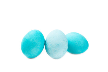 Easter eggs isolated on a white background. Handmade colorful Easter eggs. Easter celebration concept.