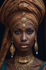 Close-up of Woman in Turban: Mystical Beauty