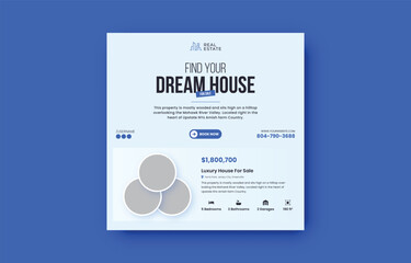 Dream house for sale real estate social media post or square flyer design template