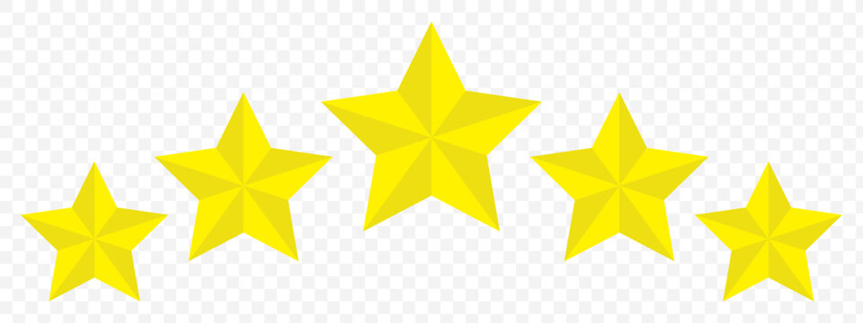 Star icon. Vector isolated five stars. Customer feedback concept. Vector 5 stars rating review. Quality shape design on white background used in web in eps 10.