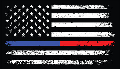 Thin Blue And Red Line Flag Vector - obrazy, fototapety, plakaty