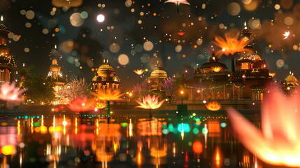 Fototapeta premium Kathika Deepam: A Brilliant Festival of Lights Celebrated in Tamilakam and Beyond in Honor of Kartika Pournami