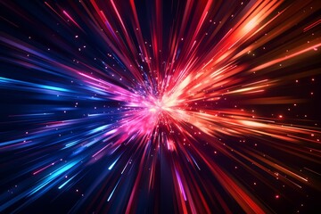 Fototapeta premium mesmerizing starburst of different colors moving slowly on a black background, generative AI