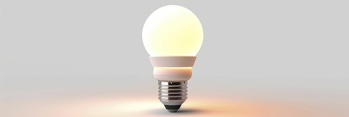 A single, brightly lit LED bulb, isolated on a white background.