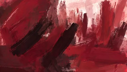 Rolgordijnen abstract painting background texture with dark red © Susan