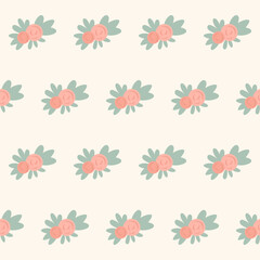 Fototapeta na wymiar Flower Seamless Pattern. Simple Doodle Floral Textile Swatch. Flower Baby Fabric Print Decoration. 