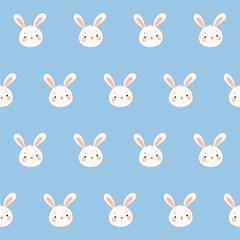 Cute Easter Bunny Character Seamless Pattern Background. Adorable Funny Doodle Rabbit Isolated on Background Wrapping Paper Print. Baby Textile Fabric Cute Easter Hare Swatch Template. 