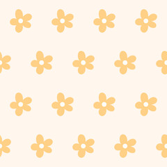 Flower Seamless Pattern. Simple Doodle Floral Textile Swatch. Flower Baby Fabric Print Decoration.  