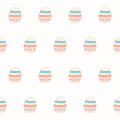 Easter Egg Cute  Seamless Pattern Background. Funny Doodle Egg Isolated on Background. Wrapping Paper Print. Baby Textile Fabric Easter Swatch Template. Easter Egg Hunt Traditional Symbol.