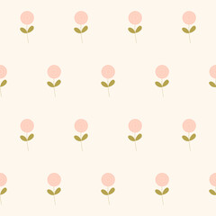 Flower Seamless Pattern. Simple Doodle Floral Textile Swatch. Flower Baby Fabric Print Decoration.  