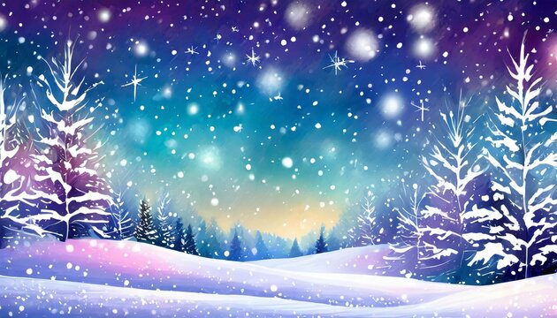 winter christmas background at night snowy landscape with falling snowflakes a serene winter landscape with snowcovered trees and a gentle falling snow