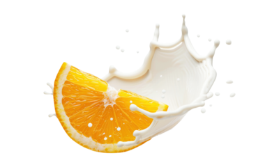 Orange milk splash isolated on transparent background.
