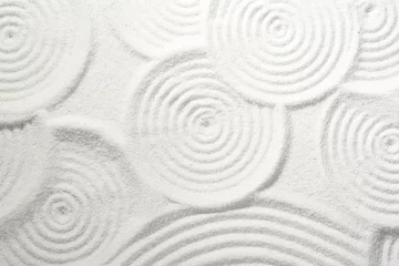 Foto op Plexiglas Zen rock garden. Circle patterns on white sand, top view © New Africa